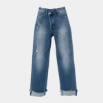 Avslappet passform blå denim jeans med vintage look og trendy stil.