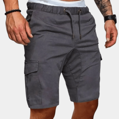 Grå cargo shorts med justerbar midje og praktiske lommer - Stilig og komfortabel.