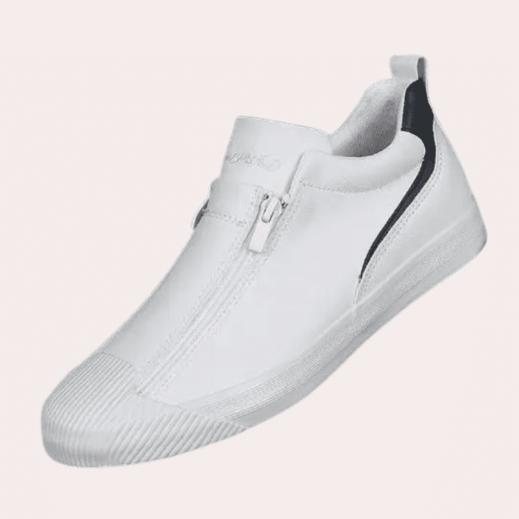 Hvit sneaker med glidelås - Moderne og stilfull design.