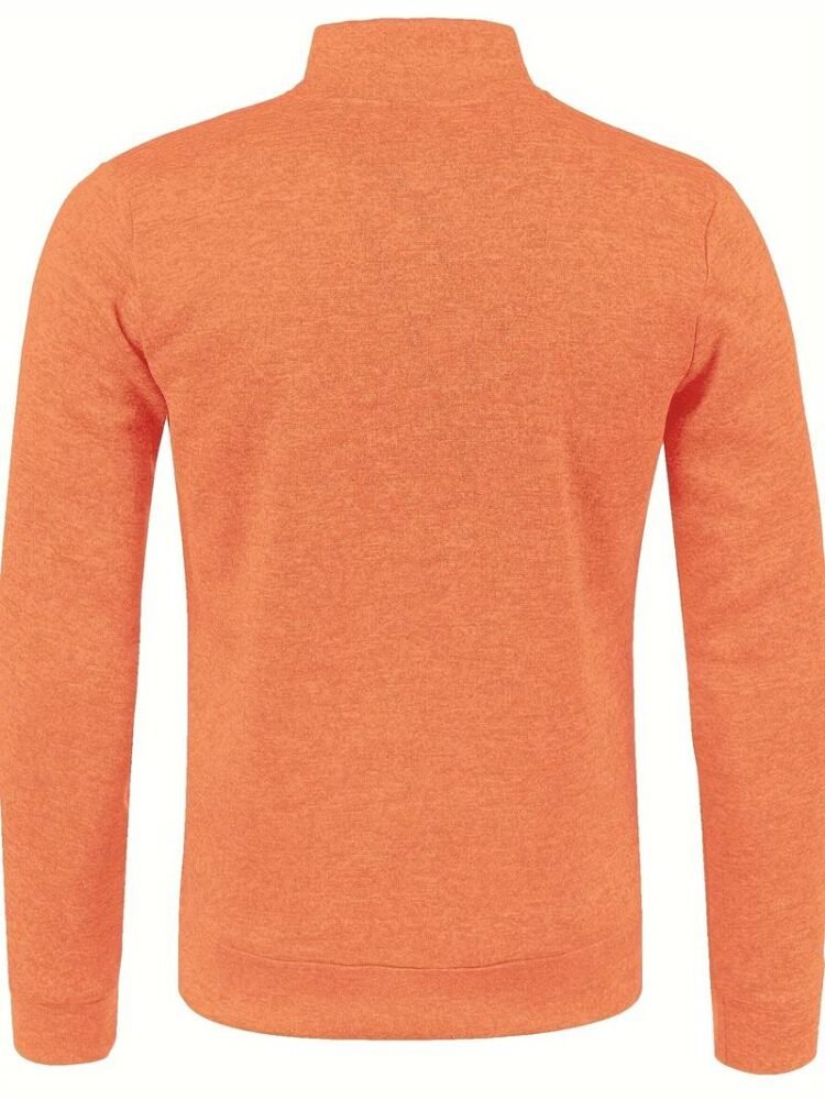 Oransje sweatshirt med høy krage og ribbede detaljer - avslappet stil og komfort.