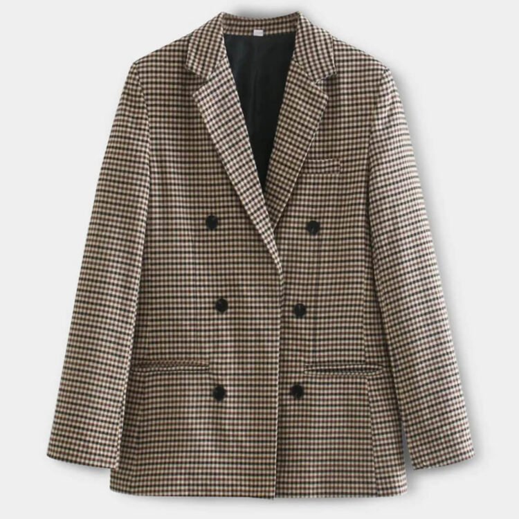 Dobbelspent blazer i hundetannsmønster for menn - tidløs og elegant design.